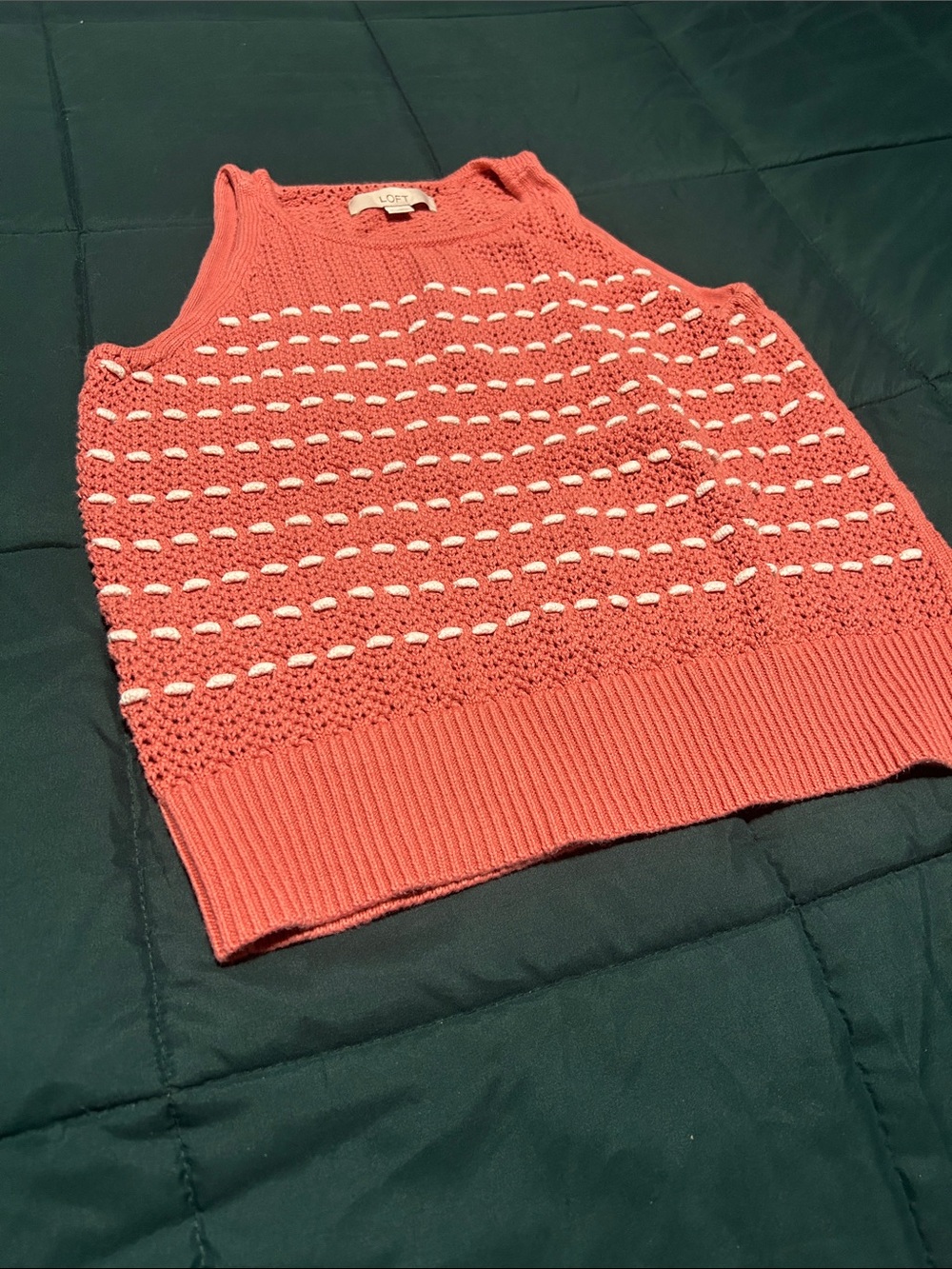 LOFT Coral Eyelet Knit Cropped Camisole